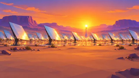 Solar Mirrors at Sunrise