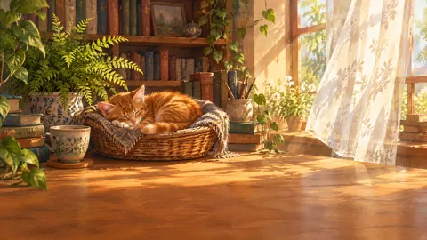 Ginger Kitten in Wicker Basket