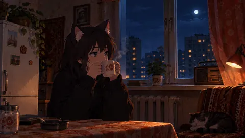 Cat-Eared Girl With Coffee