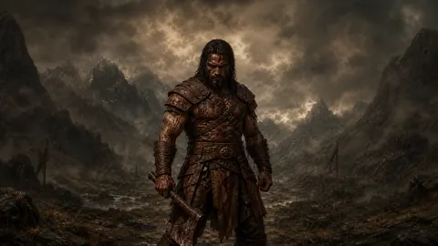 Barbarian With Axe in Valley