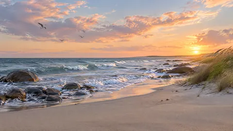Rocky Shoreline at Sunset