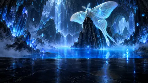Lunar Moth Above Cobalt Spring