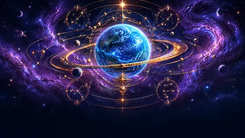 Blue Planet With Golden Rings