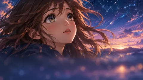 Anime Stargazer at Sunset