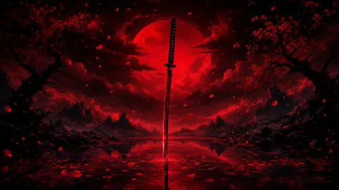 Katana Under Red Moon
