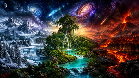 Fantasy Biomes Under Stars
