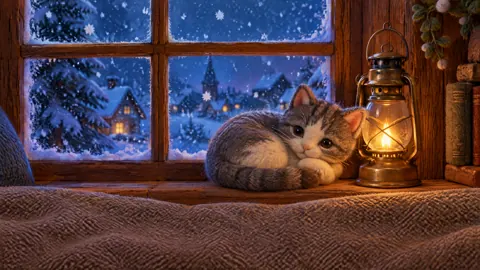 Felted Kitten by Lantern