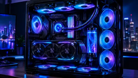 RGB Gaming PC at Night