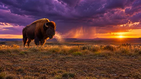 American Bison at Sunset