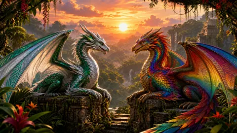 Rainbow Wyverns on Jungle Ruins