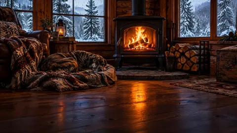 Brindled Dog by Wood Stove