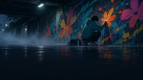 Street Artist Painting Flowers