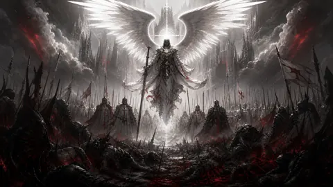 Dark Angel Above Battlefield