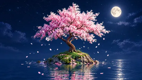 Cherry Tree Under Full Moon
