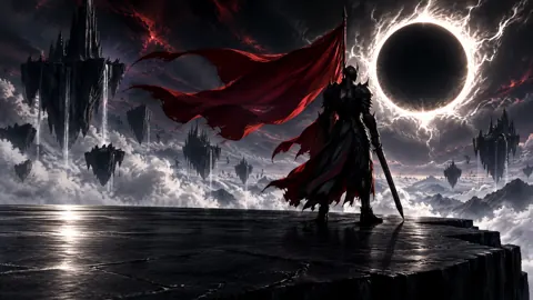 Black Knight With Crimson Banner