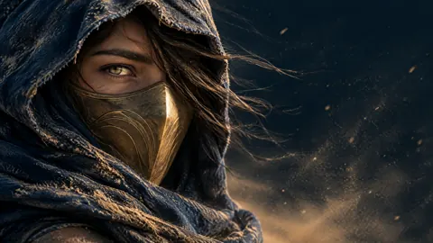 Hooded Traveler in Bronze Mask