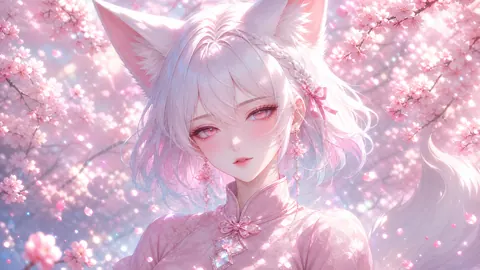 Fox-Eared Woman in Pink Qipao
