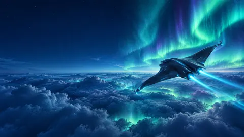 Manta Craft Under Auroras