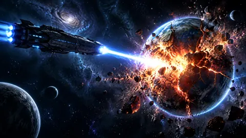 Starship Destroying a Planet