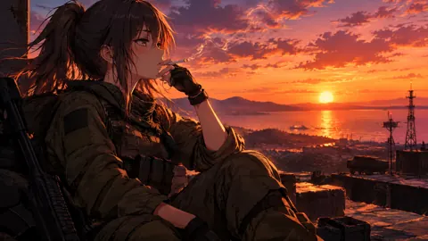 Soldier Smoking Above Coastal City