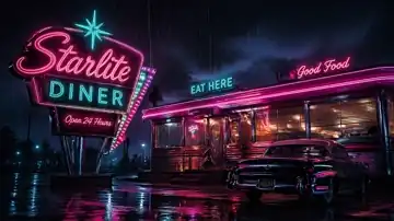 Neon Diner Rain live wallpaper