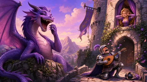 Laughing Violet Dragon at Castle