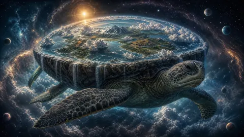 Giant Turtle Carrying Flat World