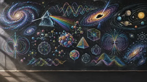 Science Chalkboard With Galaxies