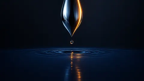 Chrome Teardrop Over Blue Water