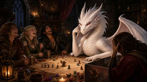 White Wyvern Playing Tabletop RPG