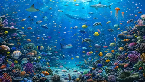 Colorful Aquarium With Whale