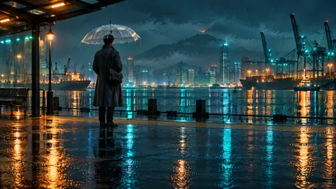 Courier at Rainy Harbor