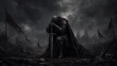 Kneeling Knight on Battlefield