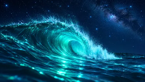 Turquoise Wave Under Stars