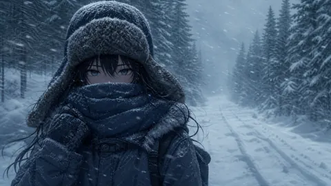 Girl in Ushanka Blizzard