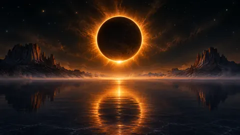 Amber Eclipse Over Mesas
