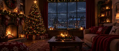 Christmas Living Room Fireplace