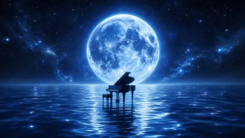Grand Piano on Moonlit Ocean