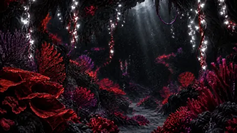 Glowing Vines in Underwater Cave