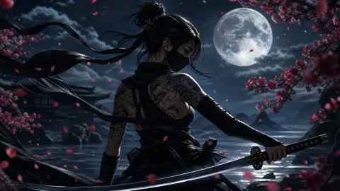 Masked Ninja by Moonlit Lake