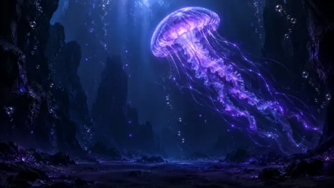 Amethyst Jellyfish in Ocean Chasm