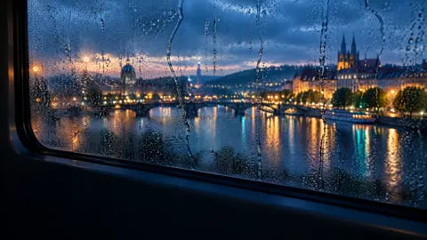Rainy Train Window Gothic City