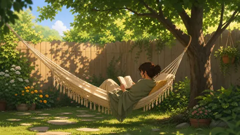 Reading in Backyard Hammock