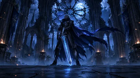 Armored Guardian in Moonlit Basilica