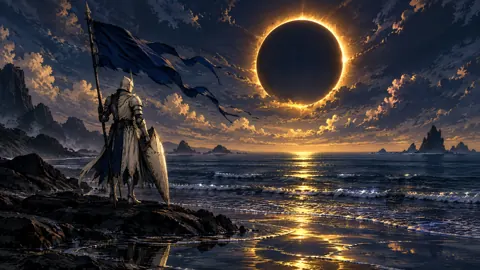 Paladin Beneath Golden Eclipse