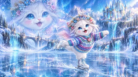 Flower-Crowned Kitten Skating