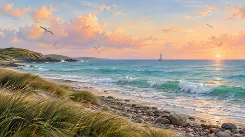 Sunrise Sailboat on Northern Beach