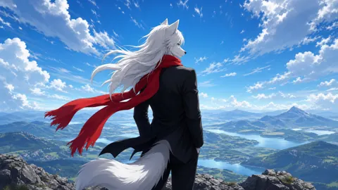 White Wolf on Mountaintop