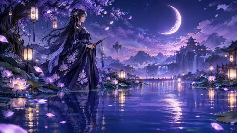 Moon Guardian by Lotus Pond