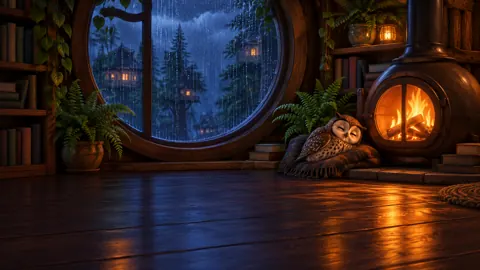 Owl by the Treehouse Stove